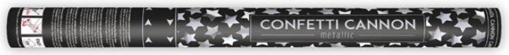 Produktbild Partydeco Confetti cannon with stars, silver, 60cm (1 pkt / 1 pc.) (1 Stück)