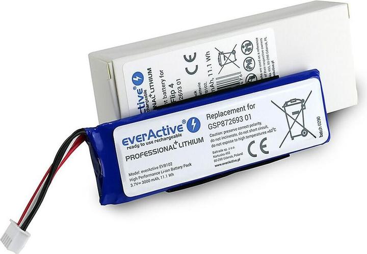 Image du produit Everactive Batterie rechargeable EVB102 pour enceinte bluetooth JBL Flip 4 (1 pcs, Spécifique à l'appareil, 3000 mAh)