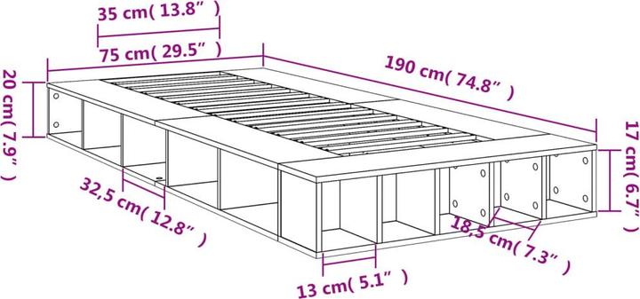Image du produit vidaXL Bettgestell (75 x 190 cm)