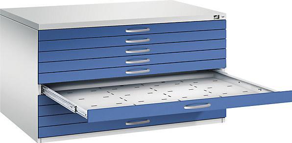 Immagine prodotto C+P Archivio per disegni, UNI A0, 10 cassetti, altezza 760 mm, grigio chiaro / blu