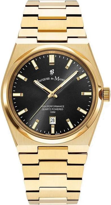 Jacques du Manoir Orologio Analogico Uomo con Cinturino Acciaio Inossidabile Oro (Montre analogique, 41 mm)