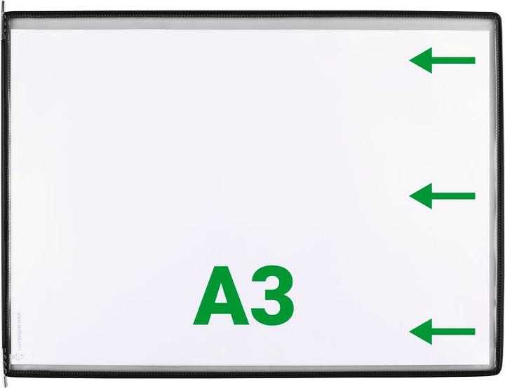 Tarifold 10 cartellette con 5 linguette a clip DIN A3 orizzontale nero, apertura laterale