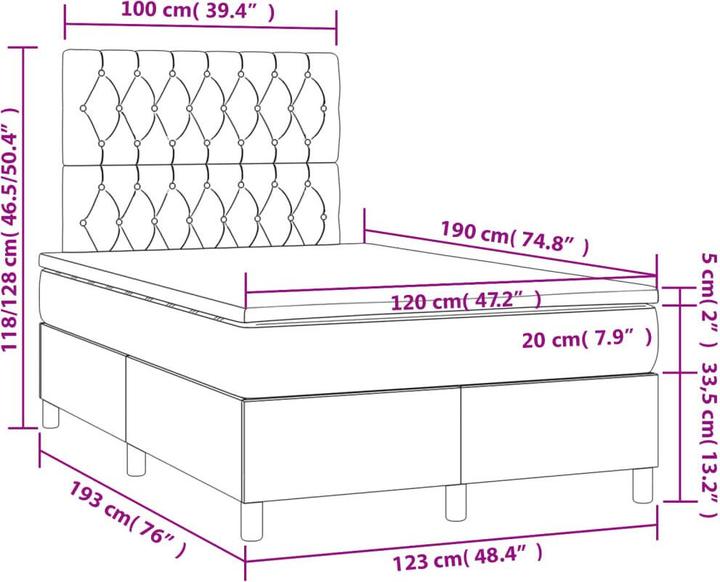 Image du produit vidaXL Boxspringbett (120 x 190 cm)