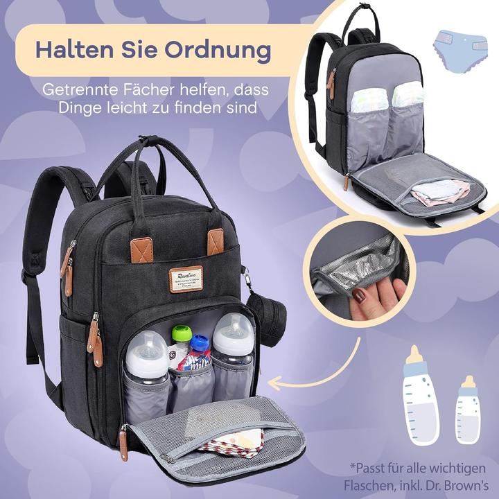 Produktbild Ruvalino Baby Wickelrucksack mit Wickelauflage und Kinderwagengurten