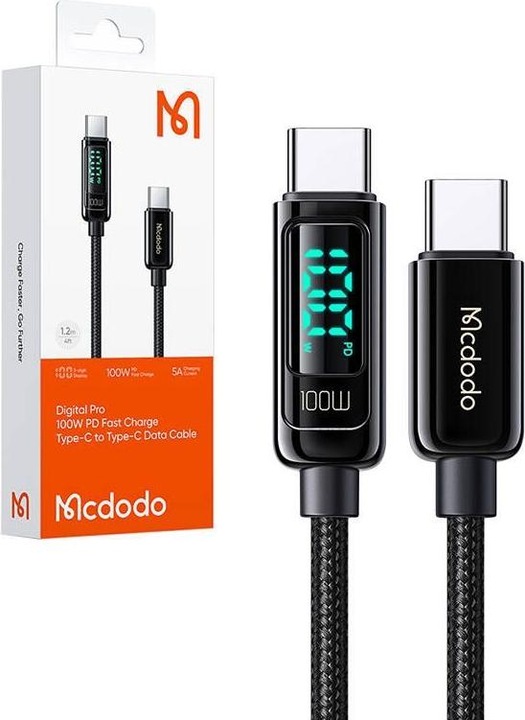 Actual product image Mcdodo CA-8820 100W USB-C to USB-C cable, 1.2m (black) (1.20 m)