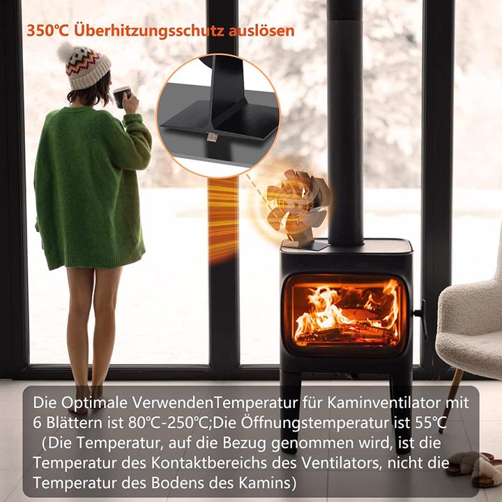 Image du produit Fwiull Ventilateur de cheminée, 6 pales