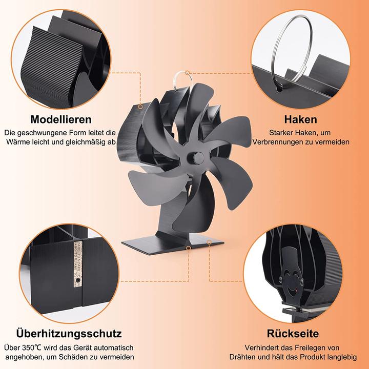 Image du produit Fwiull Ventilateur de cheminée, 6 pales