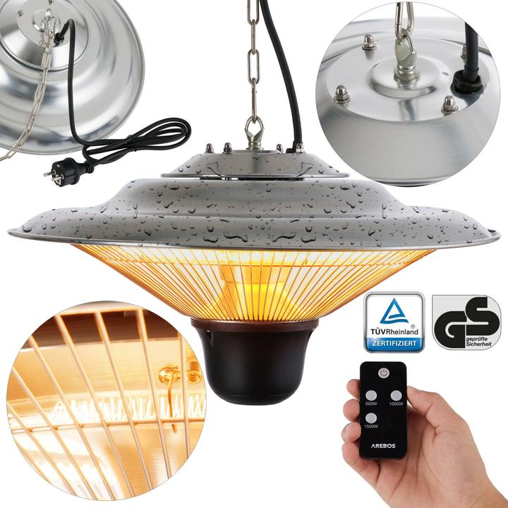 Arebos Infrarot Deckenheizstrahler mit Fernbedienung (1500 W)