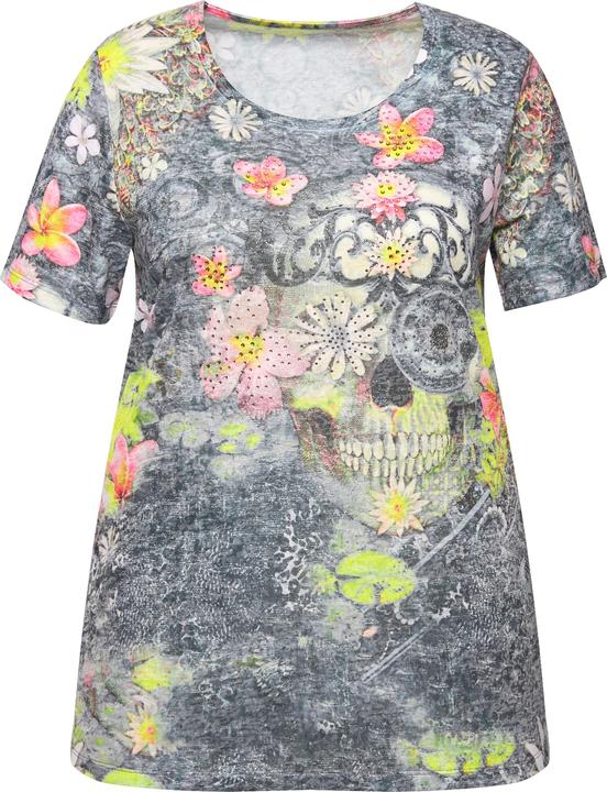 Produktbild Angel of Style T-Shirt, verzierter Totenkopf, Rundhals, Halbarm (44)