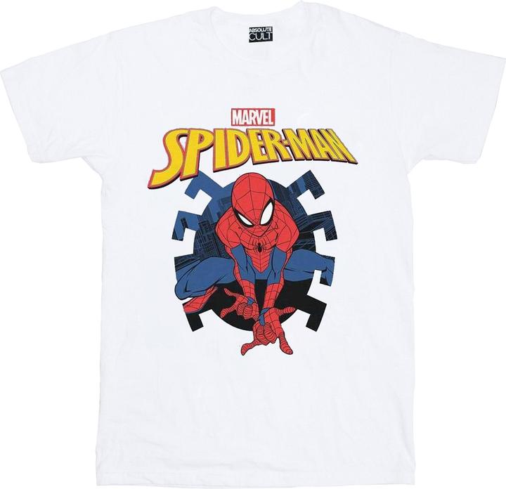 Actual product image Boys Spider-Man Web Shooting Emblem Logo T-Shirt (140, 146)
