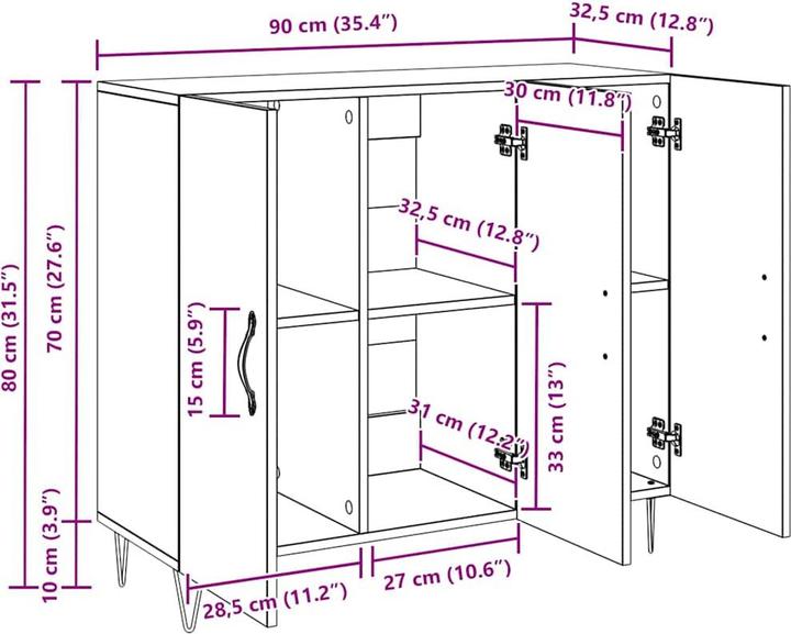 Produktbild vidaXL Modernes Sideboard (90 x 32.50 x 80 cm)