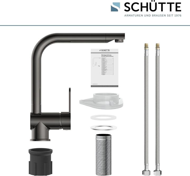 Actual product image Schütte Kitchen tap RIO Sink mixer tap Graphite high gloss Swivelling 79836