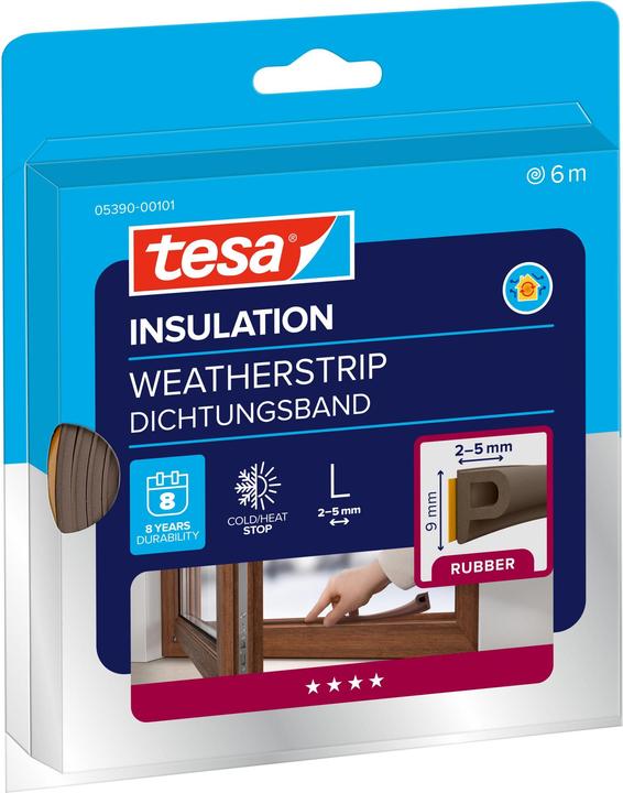 Actual product image tesa tesamoll CLASSIC P-profile window seal, rubber seal for insulation