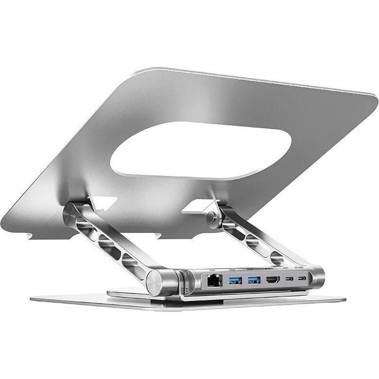 Thumbnail - Unitek PODSTAWKA POD LAPTOP + HUB USB-C HDMI 1.4 4K PD 100W (USB-C, 1 Ports), Dockingstation + USB Hub, Silber