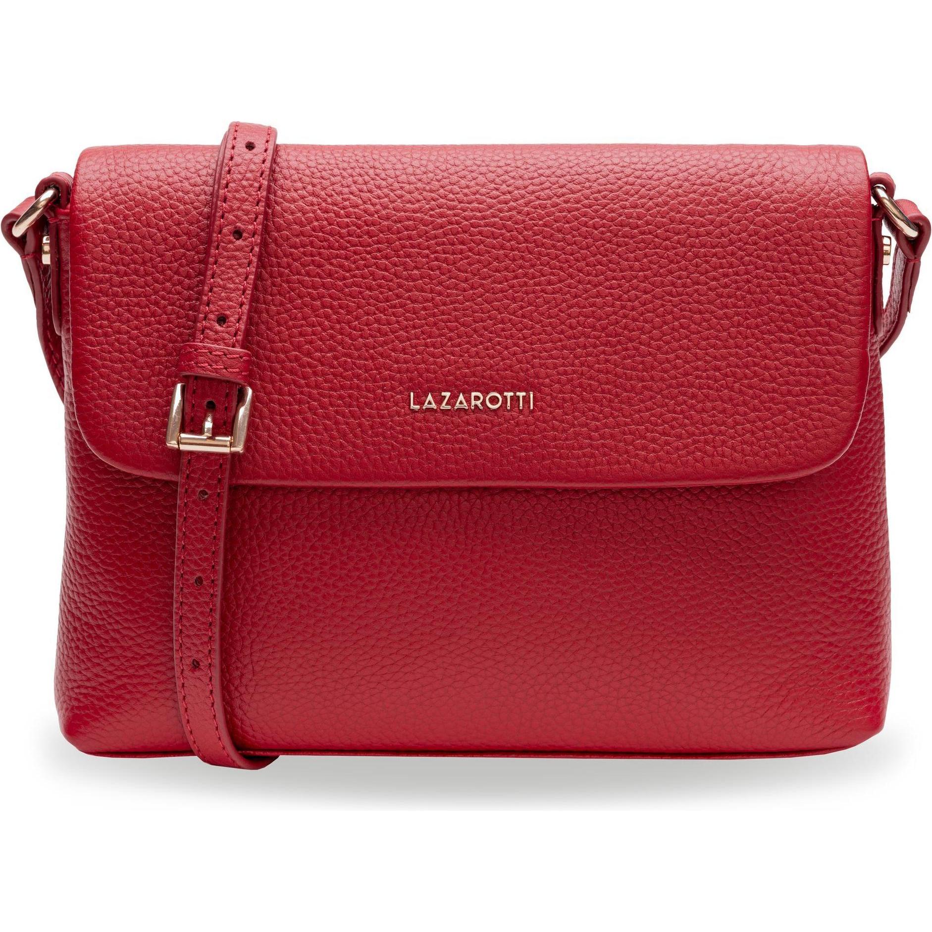 Lazarotti, Handtasche, Bologna Leather Umhängetasche Leder 25 cm, Rot