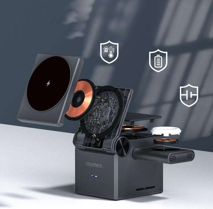 Immagine prodotto Choetech T632-F Caricabatterie induttivo 3-in-1 da 15W (nero) (15 W)