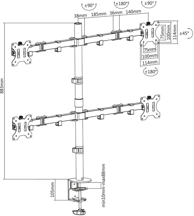 Image du produit Manhattan Bras de table pour moniteur (Tables, 32", 8 kg)