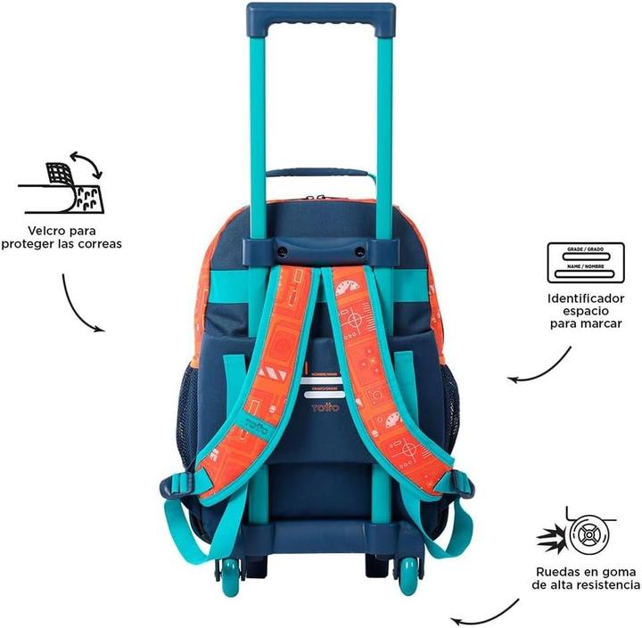 Actual product image Totto Rocket-Inspired Rolling Backpack with Adjustable Straps and Organizer