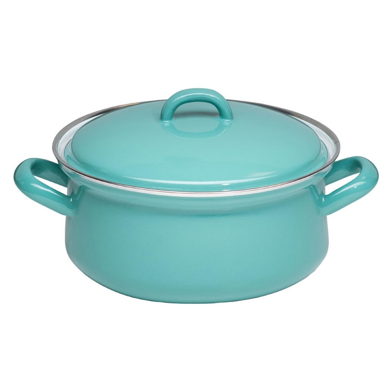 Kelomat Kasserolle mit Deckel Ø18cm 1,5 Liter Emaille Classic Nature Green, Pfanne + Kochtopf, Grün