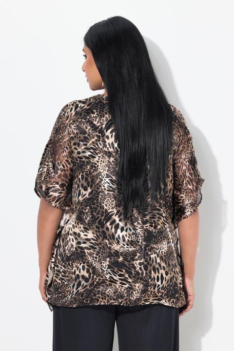 Immagine prodotto Ulla Popken Blusa a doppio strato di chiffon con scollo a V e mezze maniche (58)