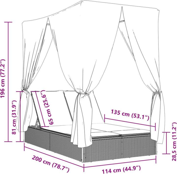 Actual product image vidaXL Doppel-Sonnenliege (114 cm)