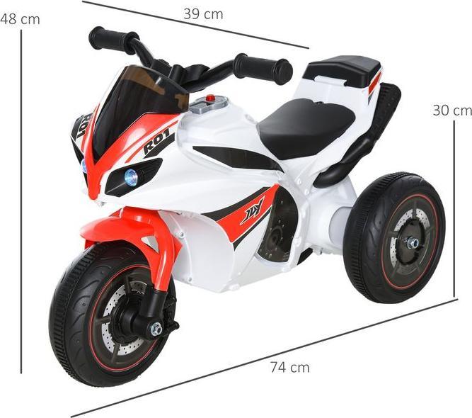 Immagine prodotto Swisshandel24 Veicolo per bambini Passeggino Moto per bambini 18-36 mesi con musica Bianco 74 x 39 x 4