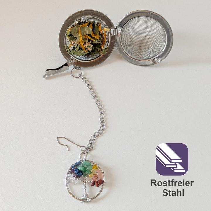 Actual product image Gewürzladen Näfels Teesieb mit Edelstein-Anhänger Lebensbaum, Teeei, Teekugel, Gewürzsieb