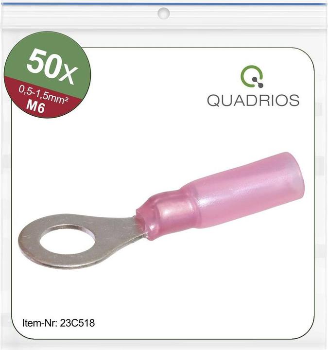 Quadrios 23C518 Ringkabelschuh Querschnitt (max.)=1.5 mm² Loch-Ø=6.5 mm Teiliso
