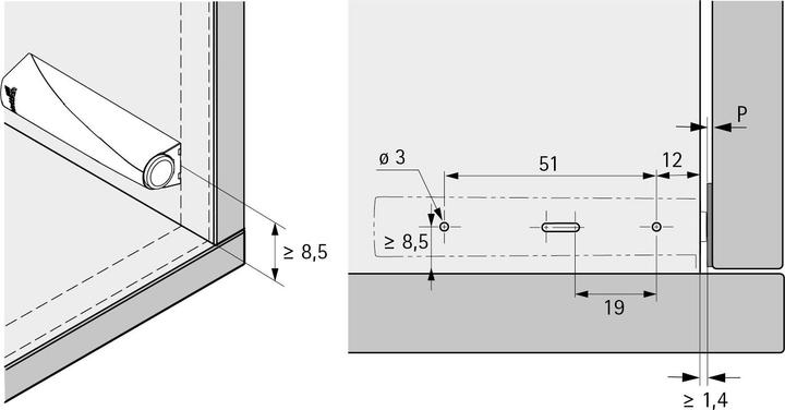 Actual product image Hettich P2O Pin Anschr. weiss Hub 37mm