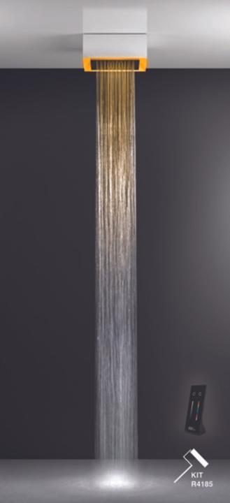 Gessi Afilo, Multifunktions Dusch-Einbau-System 300x300 Strahlart Regen, mit Colour Lichttherapie Ef