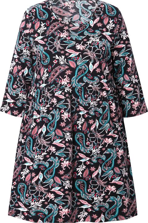 Image du produit Ulla Popken Robe en jersey motif cachemire, col tunisien et manches 3/4, coupe évasée (50, 52)