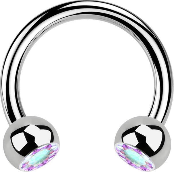 Produktbild Star Piercing Micro Circular Barbell silber mit zwei Kugeln Kristall multicolor (ohne Messing, Titan)
