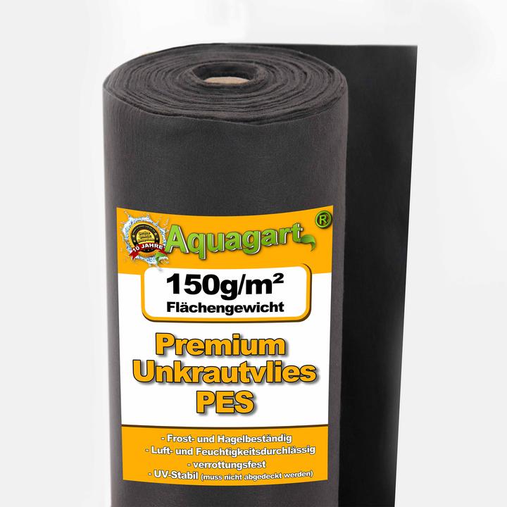 Produktbild Aquagart 45m² Unkrautvlies Gartenvlies Mulchvlies Bodengewebe 150g 1m breit PES