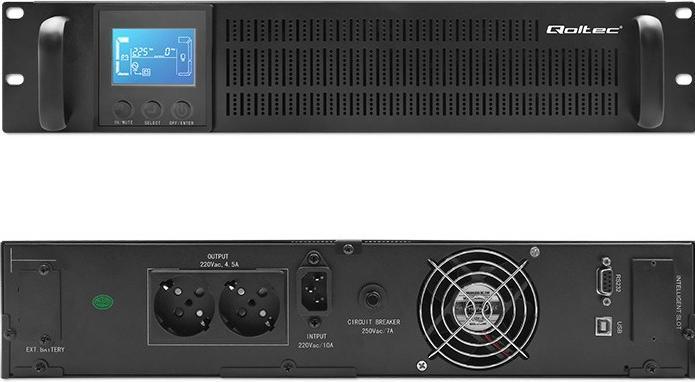 Image du produit Qoltec 53945 UPS 1KVA (1 VA, 800 W, Double convertisseur en ligne Onduleur)