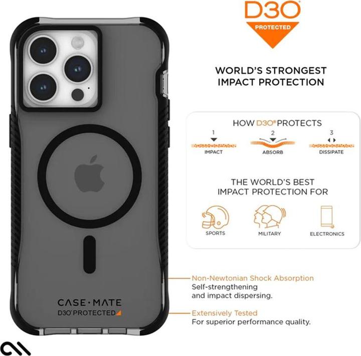 Produktbild Case-Mate Tough Grip Plus D3O MagSafe - iPhone 15 Pro Max Hülle (Rauch/Schwarz) (Apple iPhone 15 Pro Max)