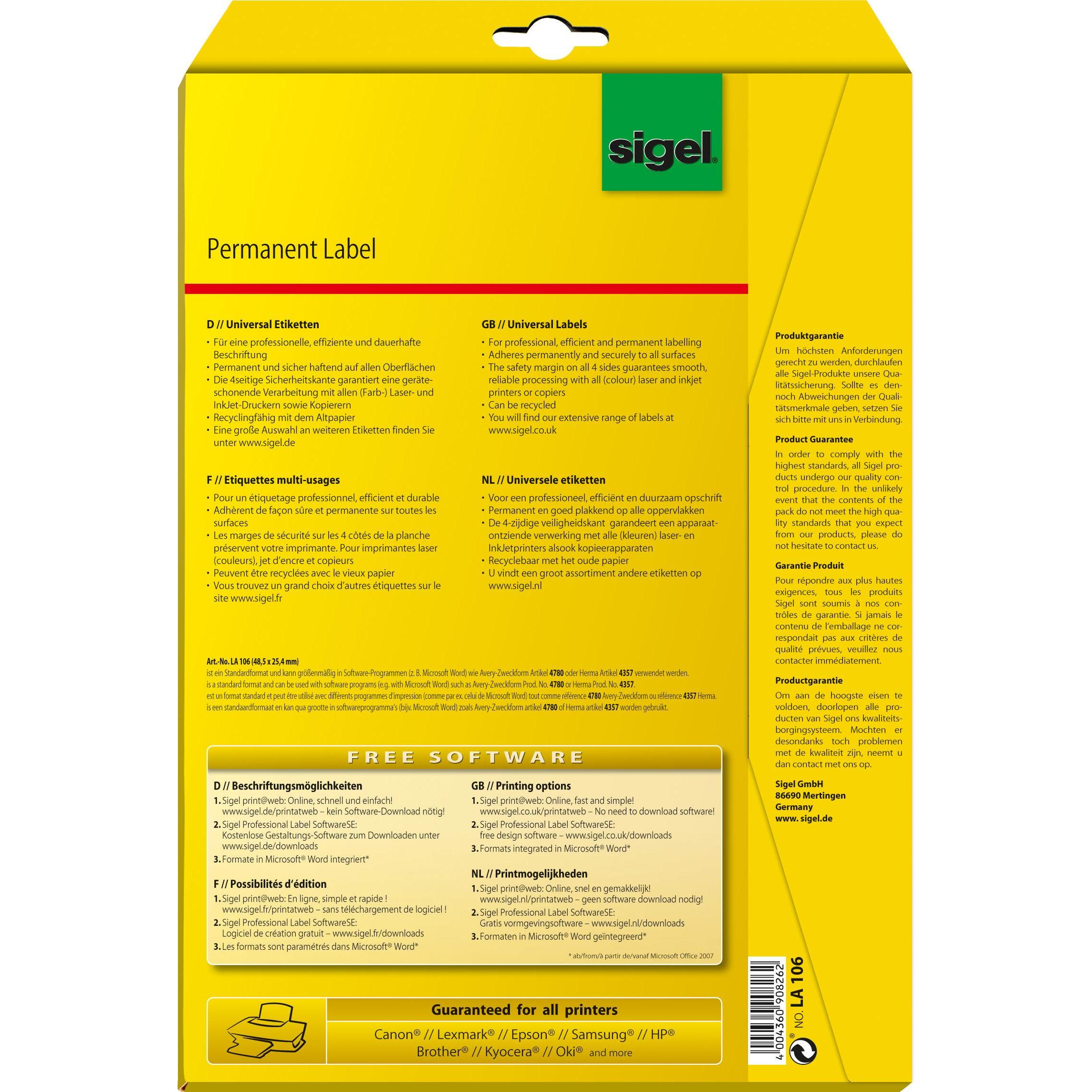 Thumbnail - Sigel, Etiketten, Universal