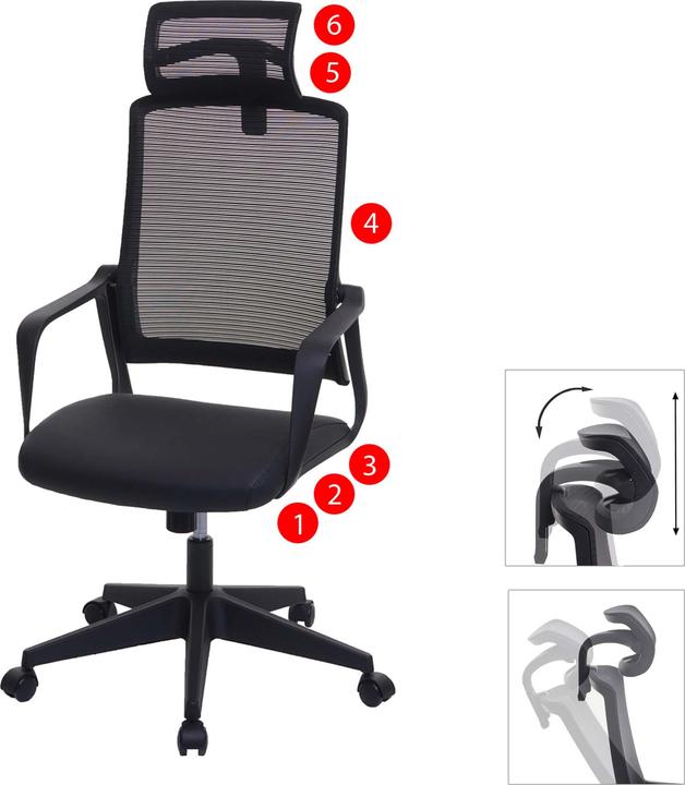 Produktbild Swisshandel24 Bürostuhl, Drehstuhl Schreibtischstuhl, ergonomisch Kopfstütze, Kunstleder schwarz