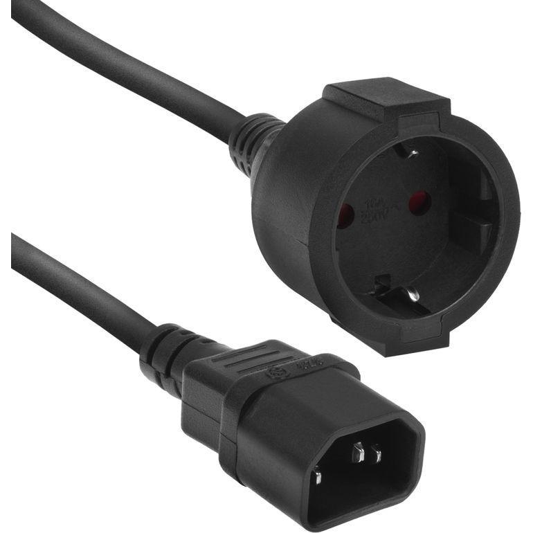 ACT Powercord C14 - CEE 7/3 black 0.2 m (0.20 m), Stromkabel