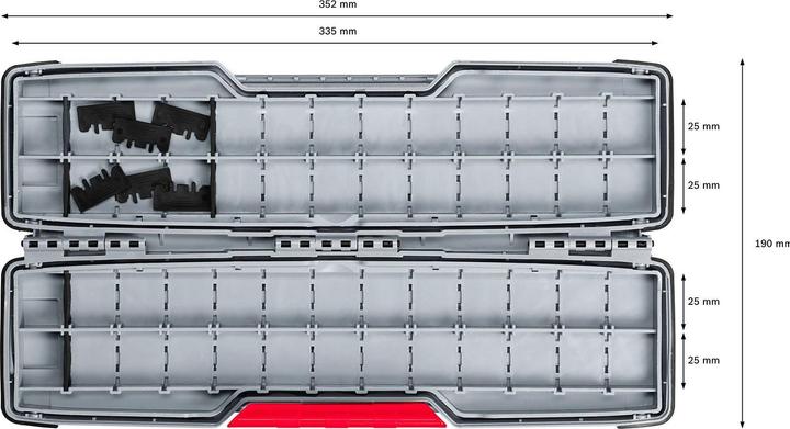 Produktbild Bosch Professional Zubehör PRO Tough Box Large für Zubehör, 50 x 120 x 355 mm