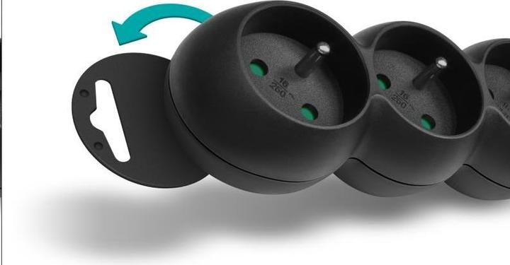 Actual product image Connectit CONNECT IT extension cable 230 V, 5 sockets, 2 m, with switch (black) (2 m)