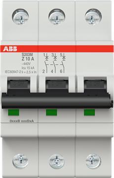 Produktbild ABB S203M-Z10 Sicherungsautomat Z-Char.,10kA,10A,3P S203M-Z10
