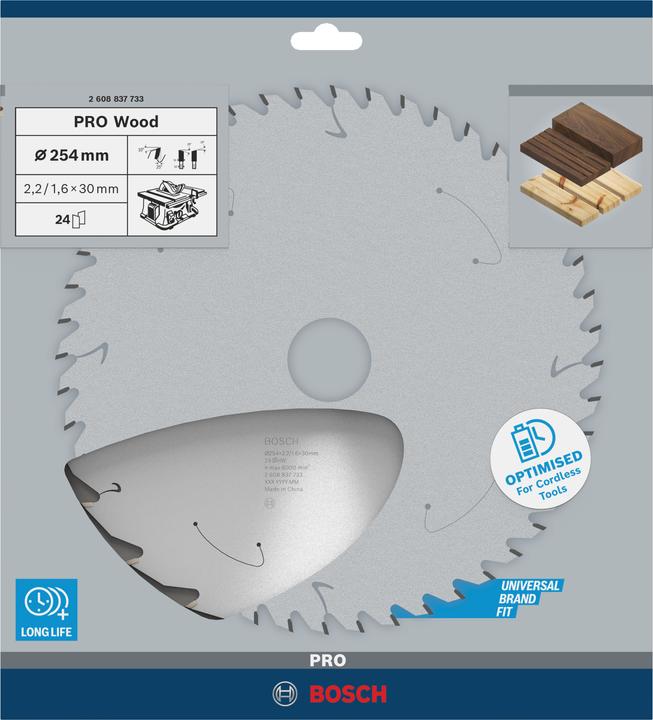 Produktbild Bosch Professional Zubehör PRO Wood cordless Kreissägeblatt, 254 x 2,2 x 30 mm