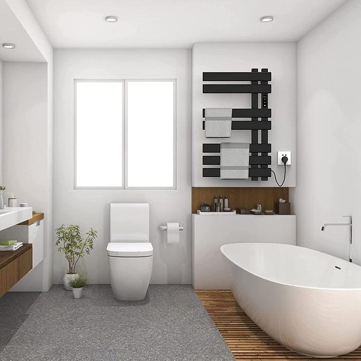 Actual product image Skylyzh Towel radiator, 450x720mm, Black, Right