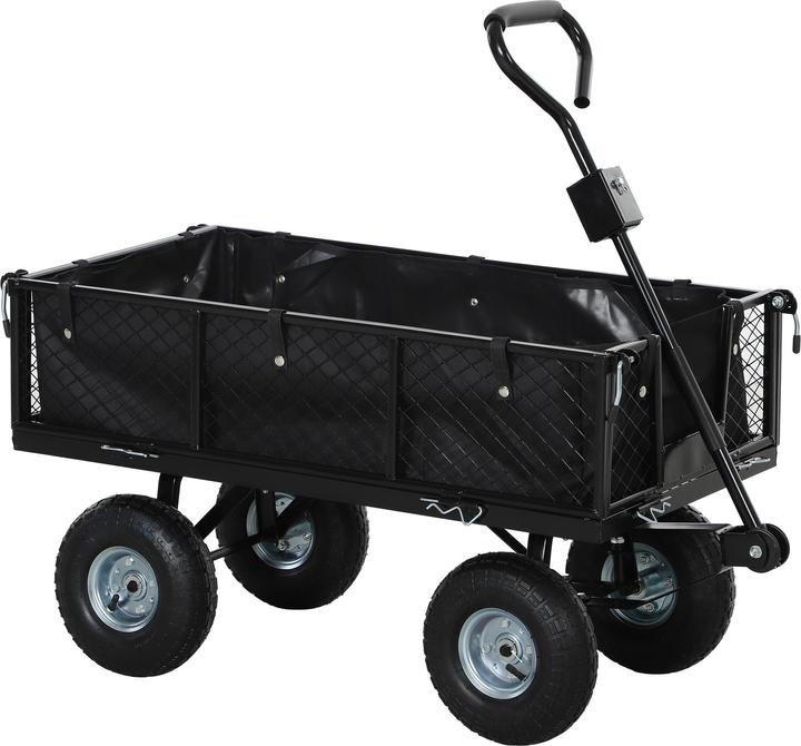 Outsunny Gartenwagen Stahl, Oxfordstoff Schwarz