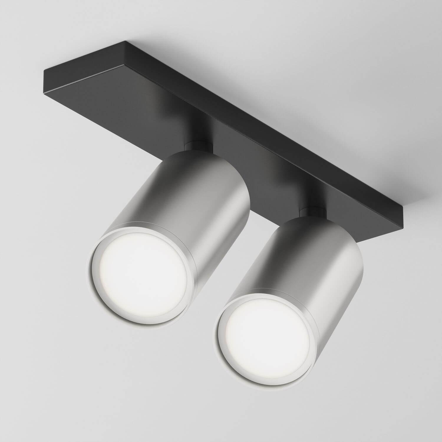 Thumbnail - Maytoni, Wandleuchte + Deckenleuchte, Focus S Deckenleuchte, Deckenlampe 2x GU10 6x44cm Schwarz / matt Silber (GU10)