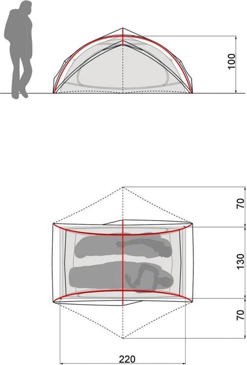 Actual product image Vaude Ultralight Space 2P Tent, wild lime (Dome tent, Tunnel tent, 1.90 kg, 2 persons)