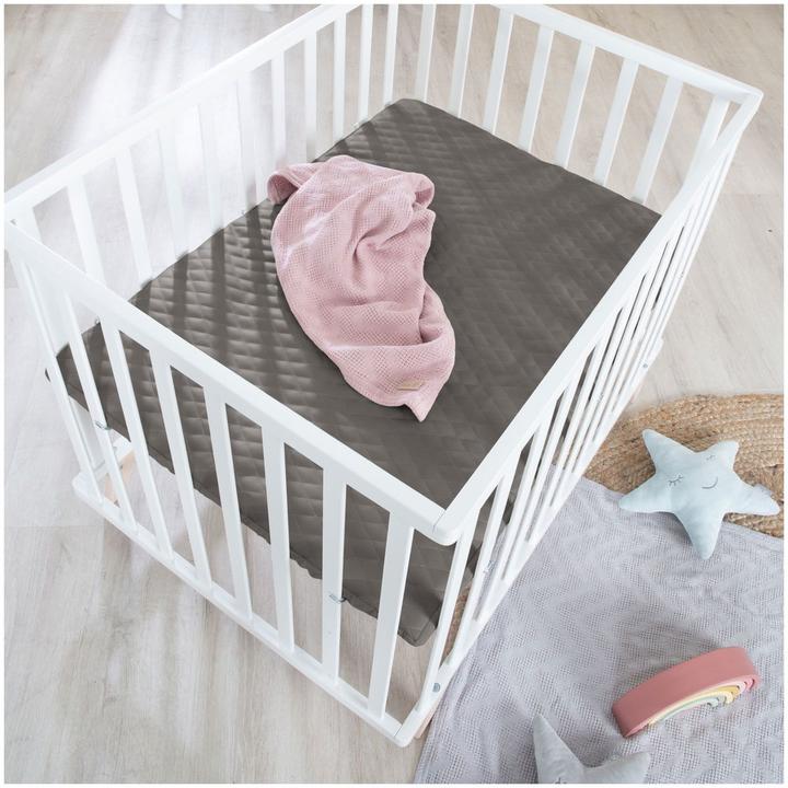 Produktbild Roba Laufgitter 75x100 cm mit Holzfüssen Graphite gesteppt (73 cm, 98.50 cm, MDF, Buche)