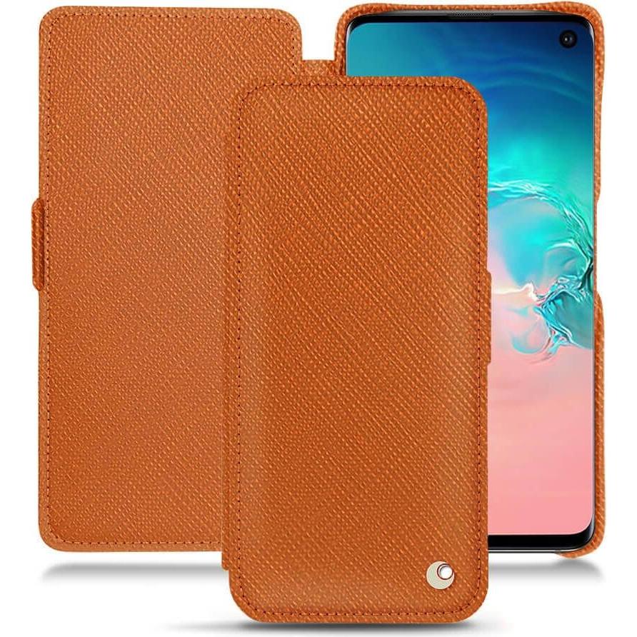 Noreve Lederschutzhülle horizontal (Samsung Galaxy S10e), Smartphone Hülle, Orange