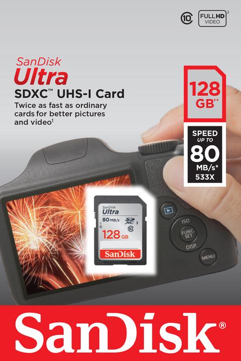 Immagine prodotto Sandisk Ultra U1 (128 GB, SDXC, U1, UHS-I)