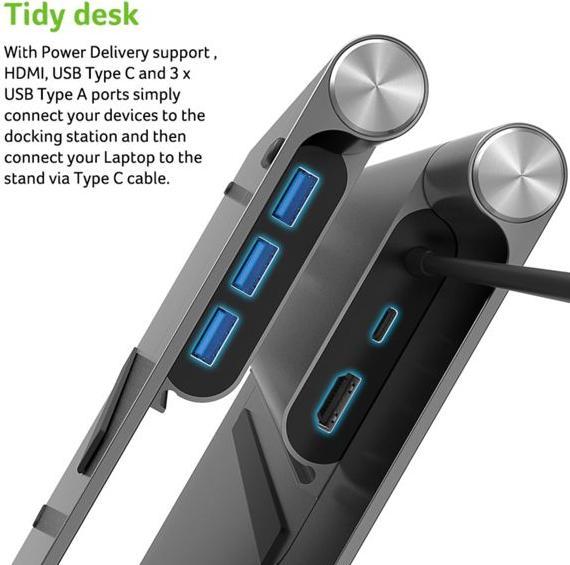 Actual product image Acer 5-In-1 Docking station + notebook holder (USB-C, 4 ports)